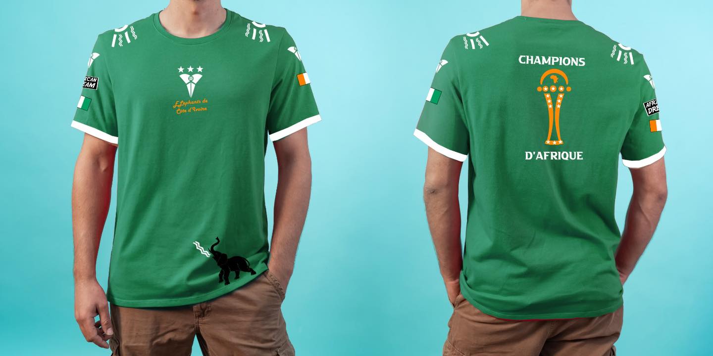 Tee-shirt CHAMPION D'AFRIQUE Côte d'Ivoire Coton Lourd